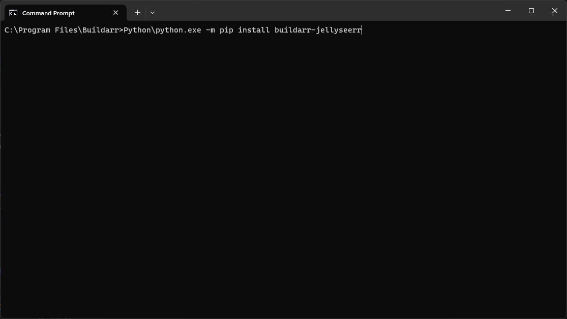 Open an administrator Terminal to the Buildarr folder, then run the shown command.